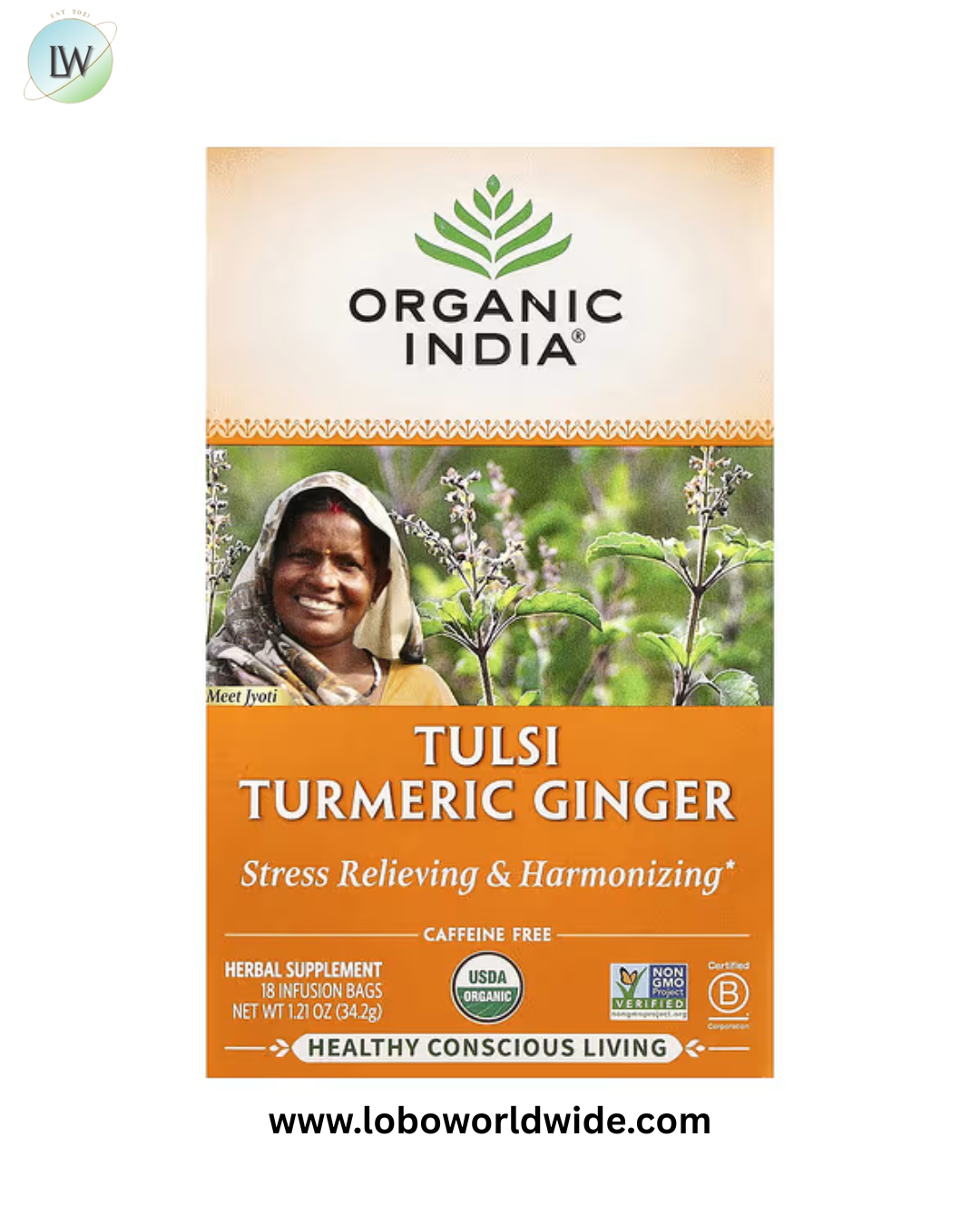 Organic India, Tulsi Tea, Caffeine Free, 18 Infusion Bags, 1.27 oz (36 g)