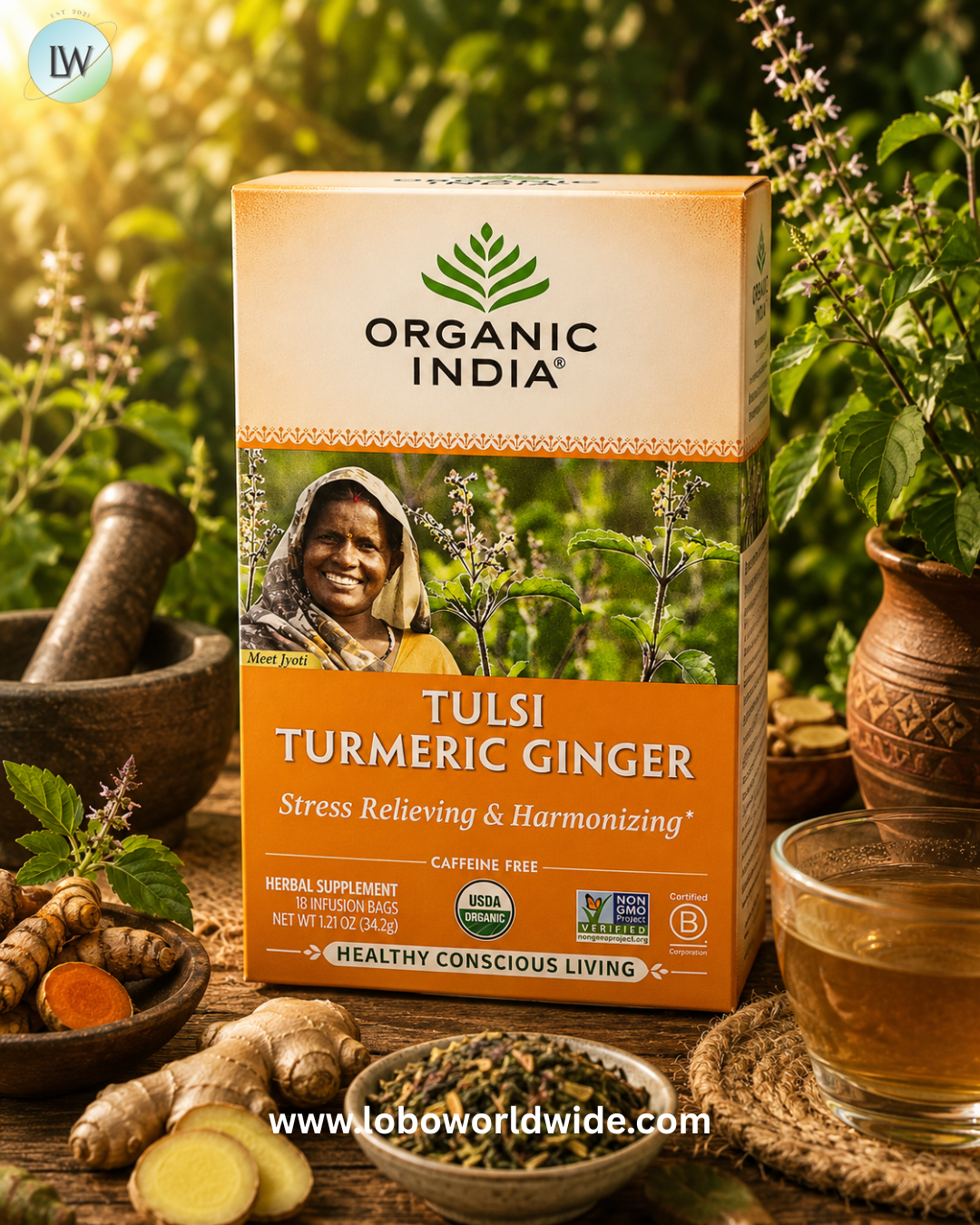 Organic India, Tulsi Tea, Caffeine Free, 18 Infusion Bags, 1.27 oz (36 g)