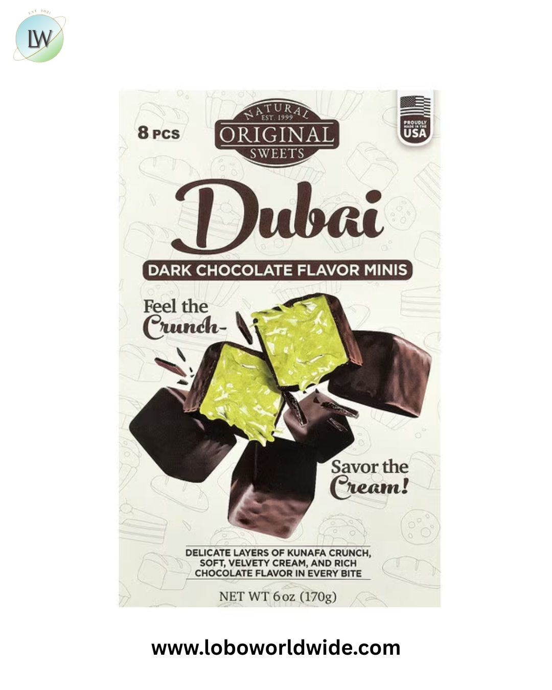 Original Natural Sweets, Dubai Dark Chocolate Minis, 8 Pieces, 6 oz (170 g)
