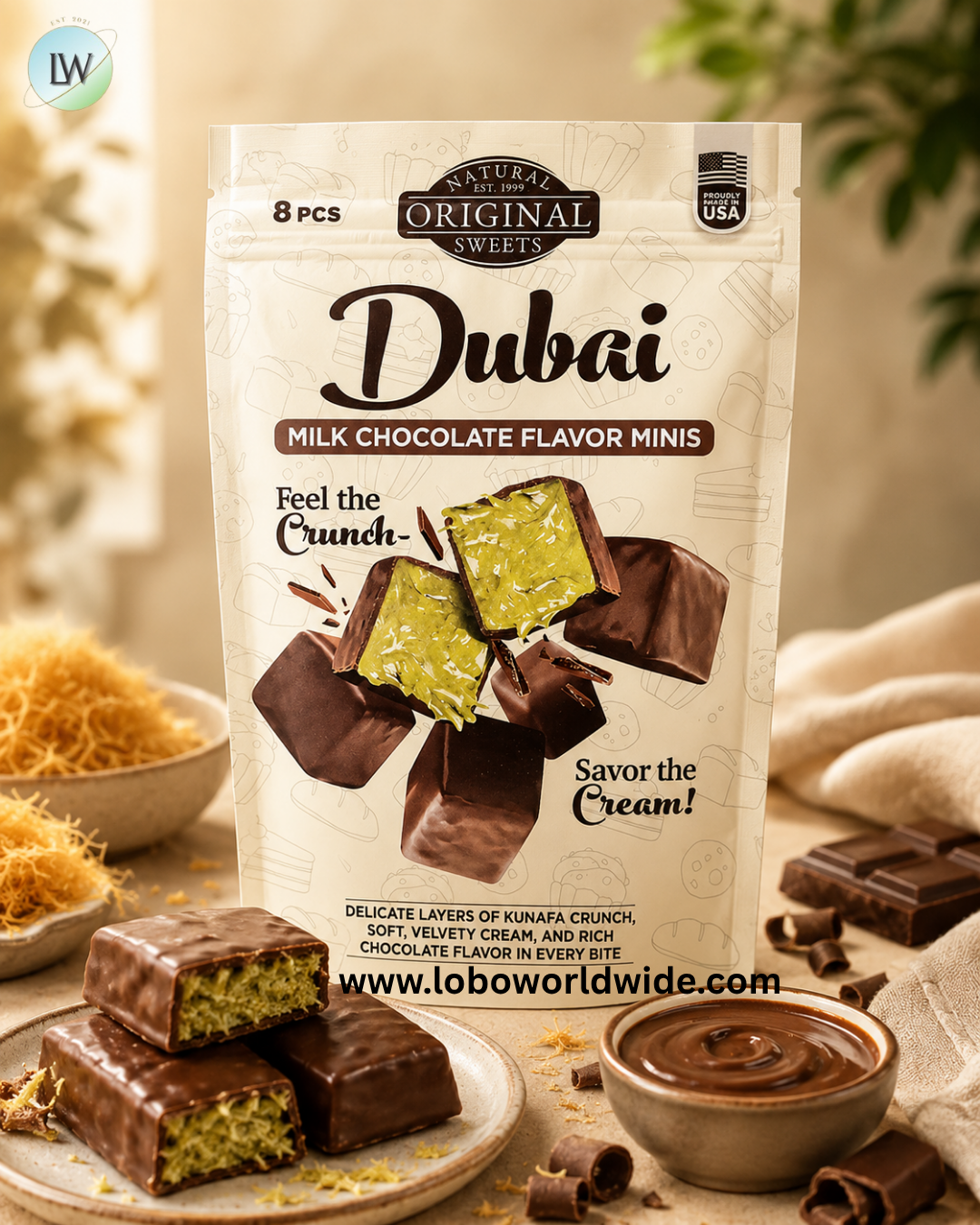 Original Natural Sweets, Dubai Milk Chocolate Minis, 8 Pieces, 6 oz (170 g)
