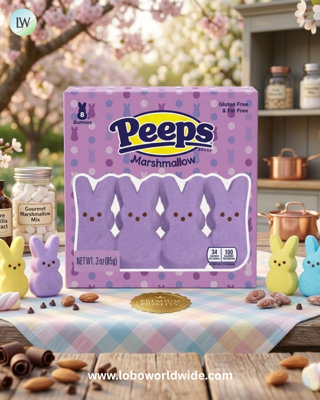 PEEPS, Lavender Marshmallow Bunnies Easter Candy, 8 Count (3.0 Ounce) - Pack of 3