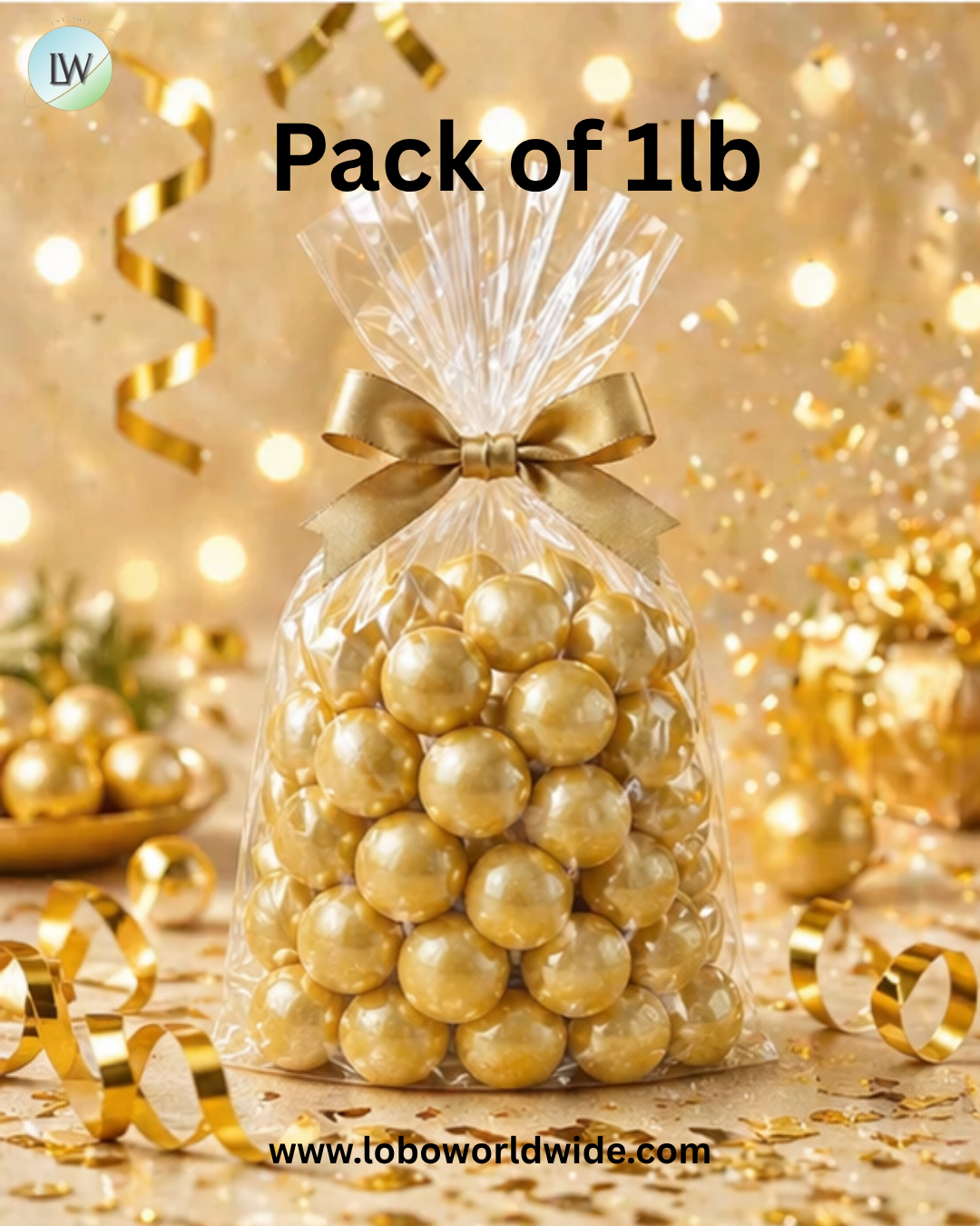 Pearl Gold Gumballs 1 Inch