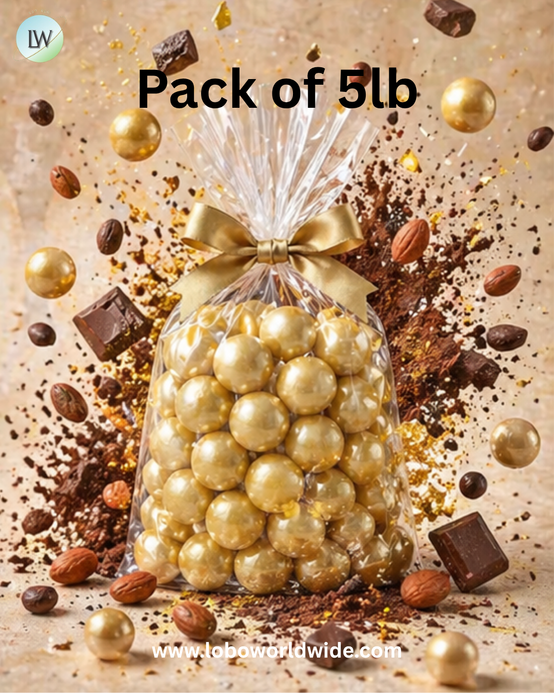 Pearl Gold Gumballs 1 Inch