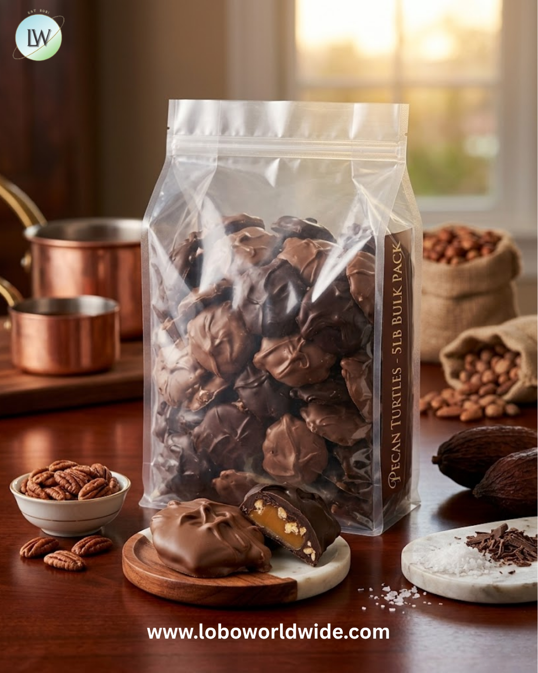 Pecan Caramel Pattie Chocolates - 5lb