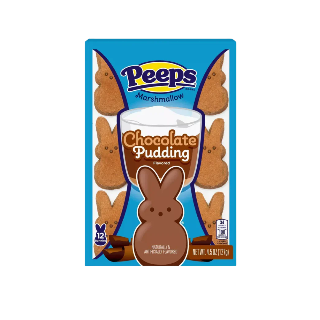 Peeps Marshmallow Candy Bunnies - Chocolate Pudding: 12-Piece Pack