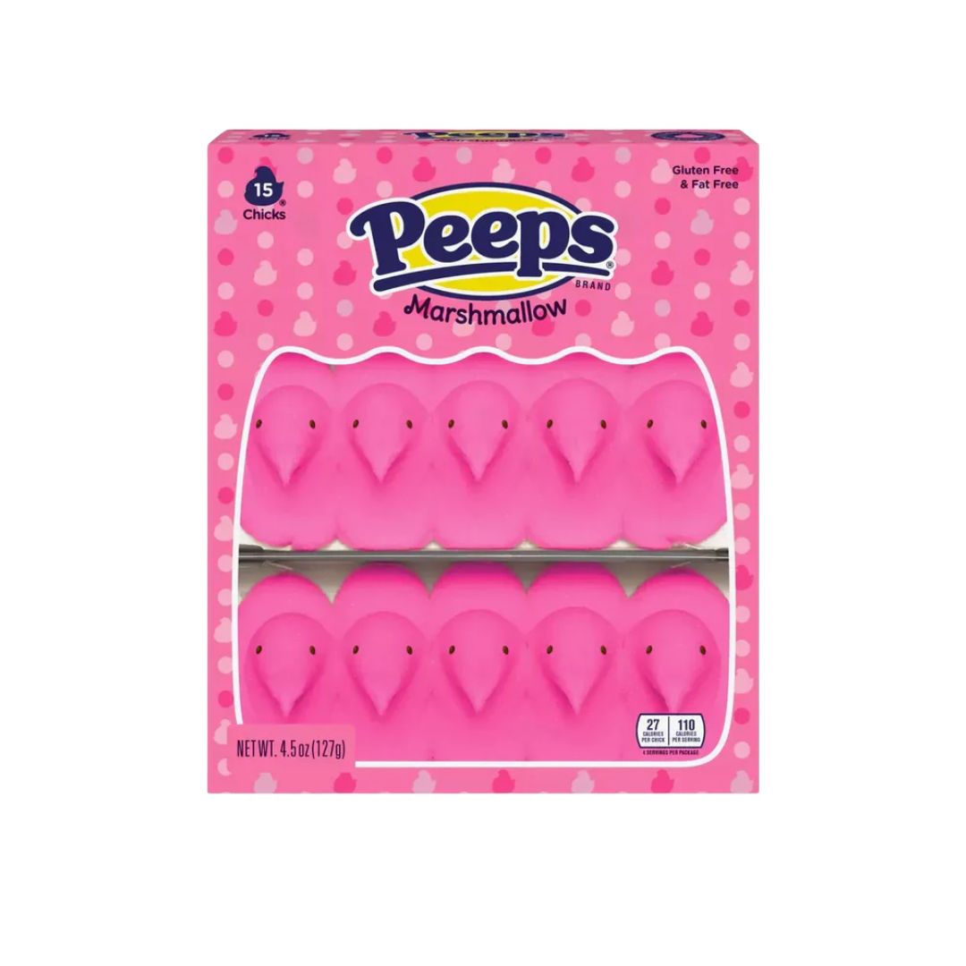 Peeps Marshmallow Chicks Candy - Pink: 15-Piece Pack