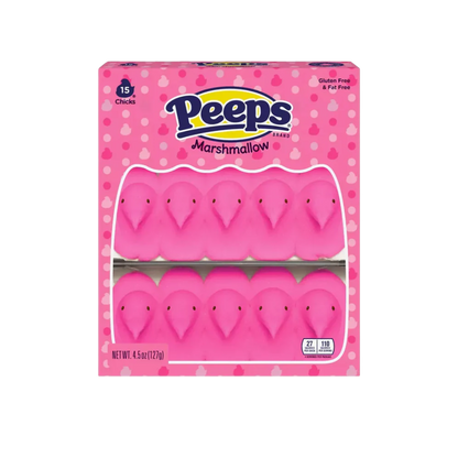 Peeps Marshmallow Chicks Candy - Pink: 15-Piece Pack