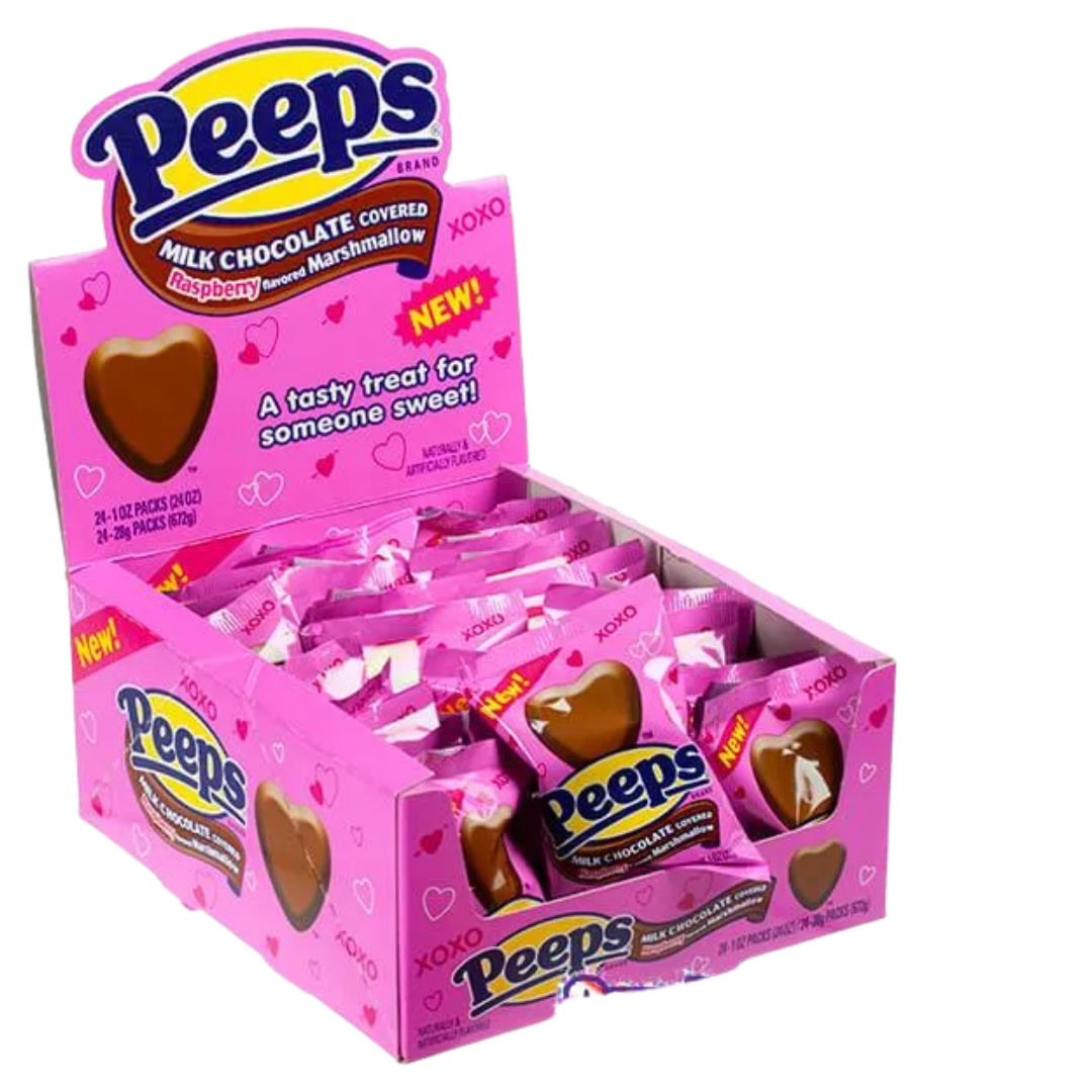 Peeps Milk Chocolate Covered Marshmallow Hearts: 24-Piece Box