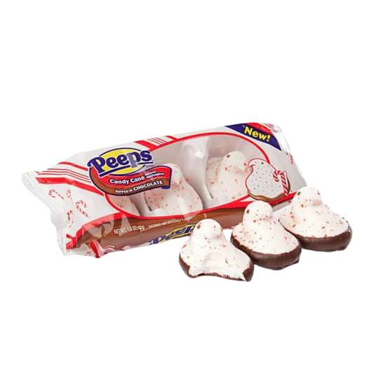 Peeps Milk Chocolate Dipped Candy Cane Marshmallow Chicks: 3-Piece Pack