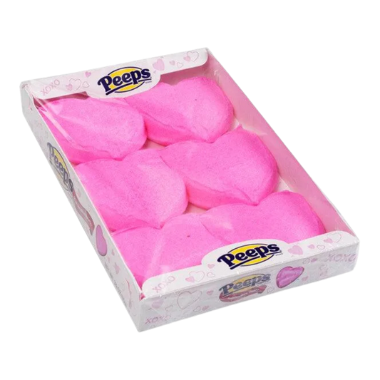 Peeps Pink Marshmallow Hearts Candy Packs: 24-Piece Case
