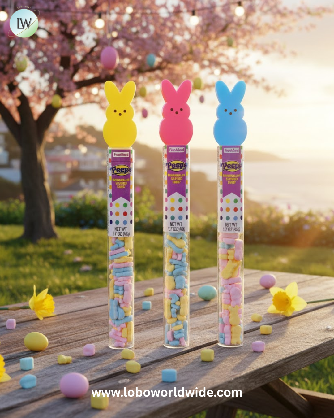 Peeps Bunny Topper Candy Tubes: 12-Piece Display