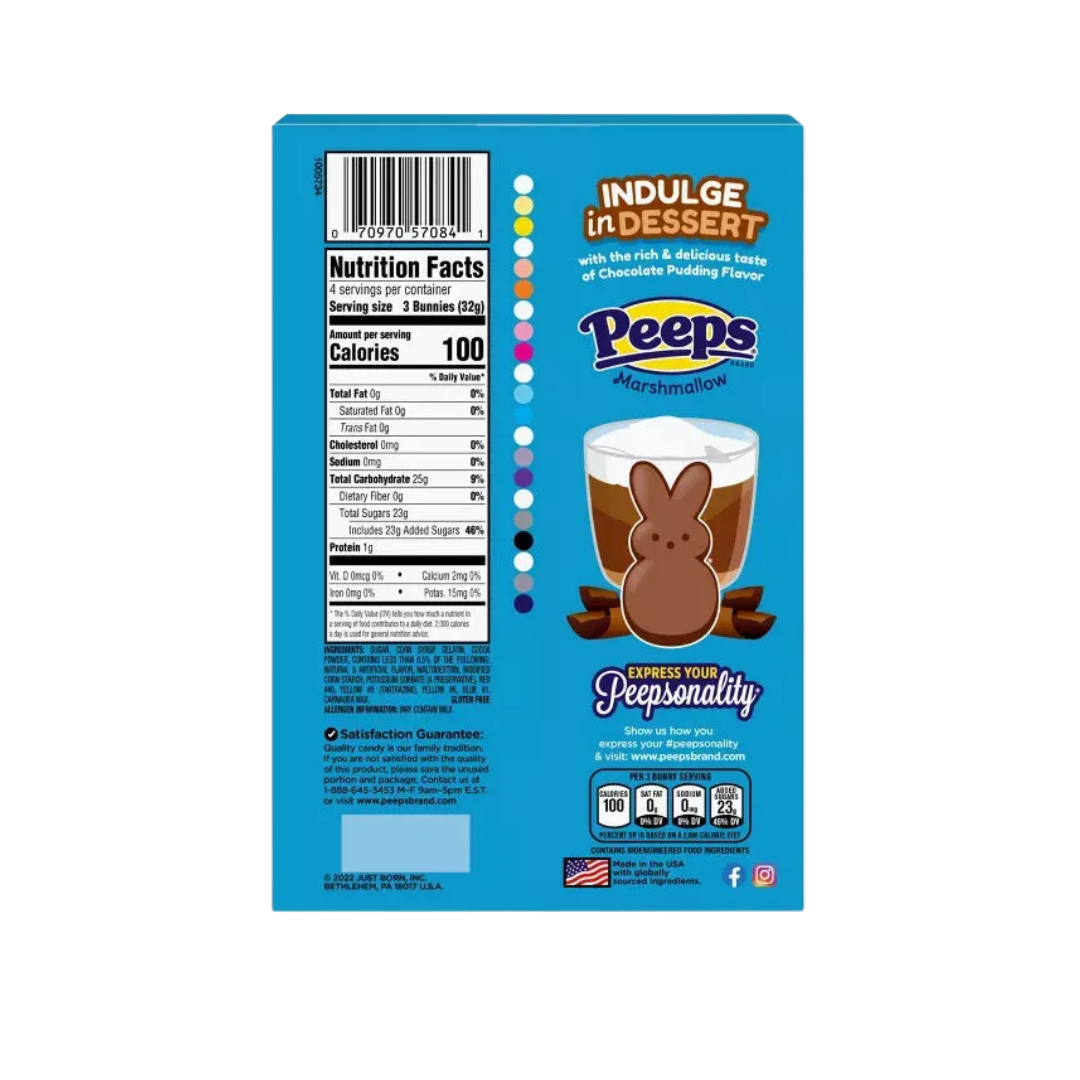 Peeps Marshmallow Candy Bunnies - Chocolate Pudding: 12-Piece Pack