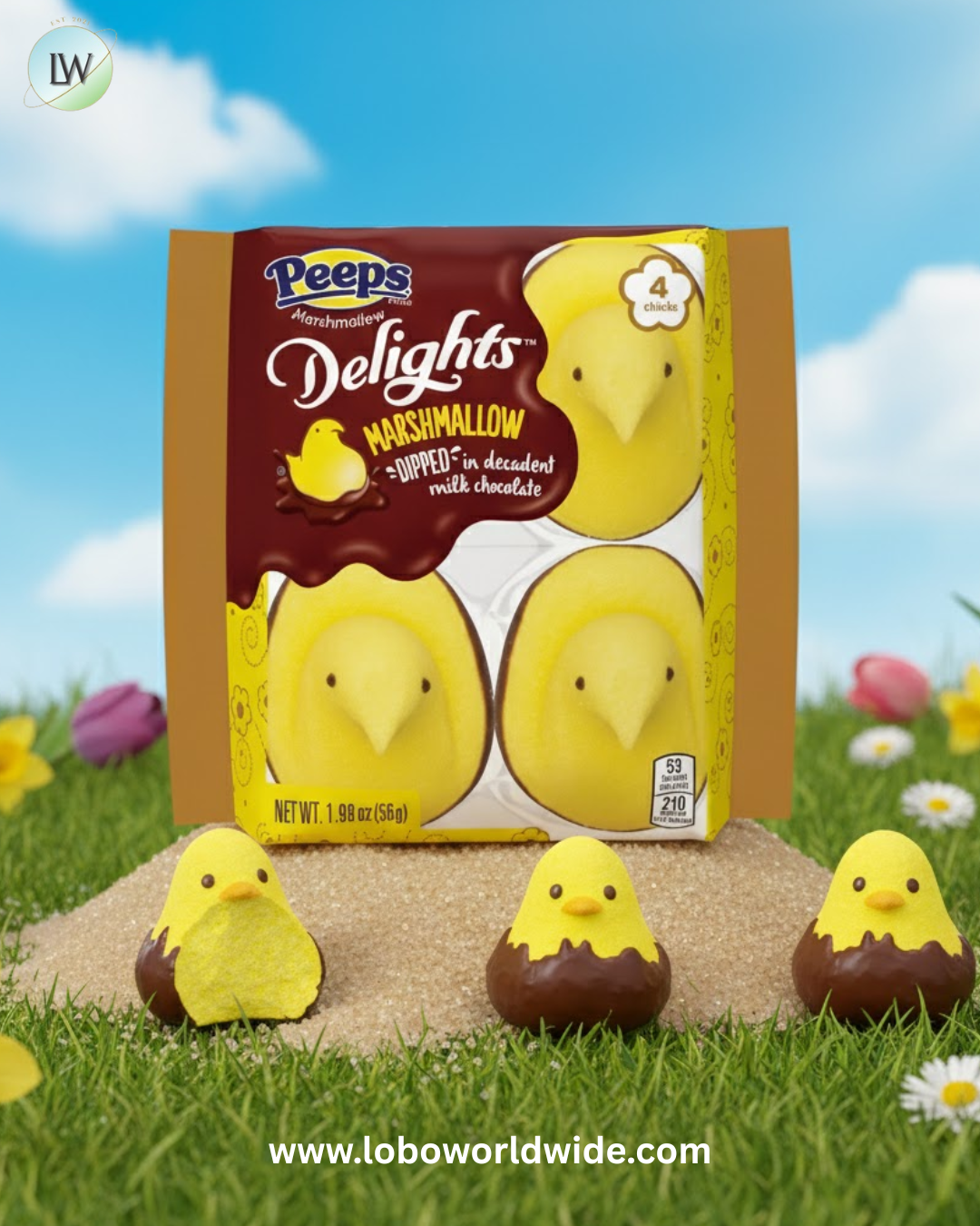 Peeps Milk Chocolate Dipped Marshmallow Chicks: 4-Piece Pack