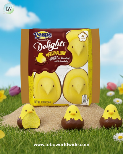 Peeps Milk Chocolate Dipped Marshmallow Chicks: 4-Piece Pack