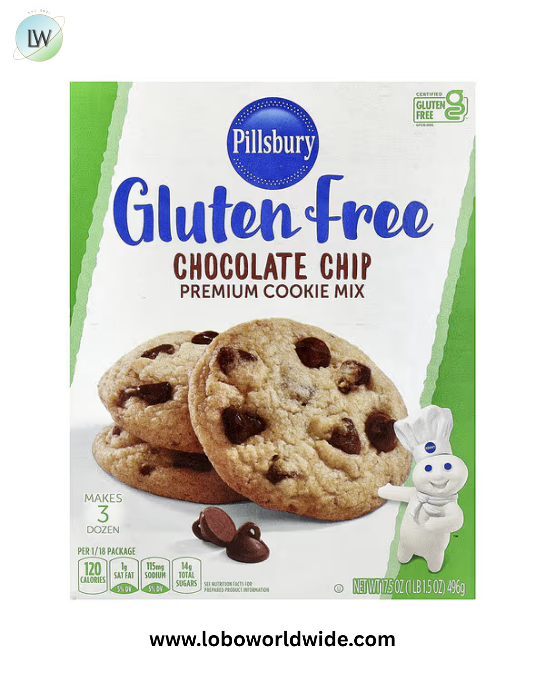 Pillsbury, Chocolate Chip Premium Cookie Mix, Gluten Free, 17.5 oz (496 g)