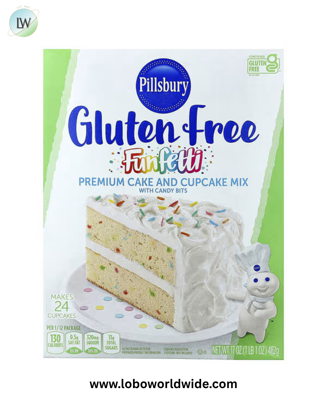 Pillsbury, Funfetti® Premium Cake and Cupcake Mix with Candy Bits, Gluten Free, 1 lb 1 oz (482 g)