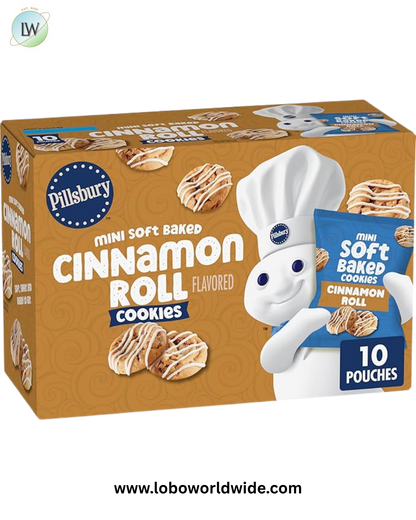Pillsbury Mini Soft Baked Cookies, Cinnamon Roll, Snack Bags, 10 ct