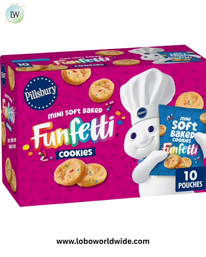 Pillsbury Mini Soft Baked Cookies, Funfetti, Snack Bags, 10 ct
