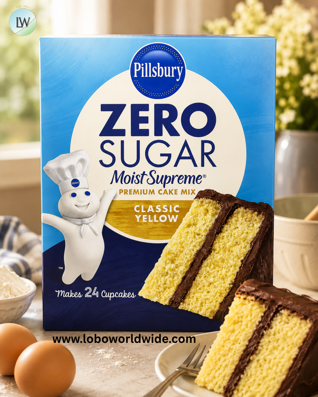 Pillsbury, Zero Sugar, Moist Supreme® Premium Cake Mix, 16 oz (454 g)