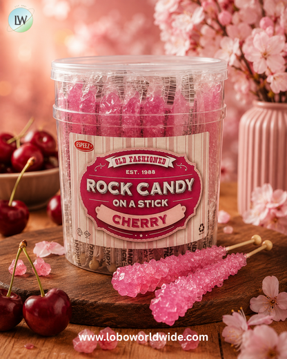 Rock Candy Crystal Sticks Cherry - 36ct Tubs