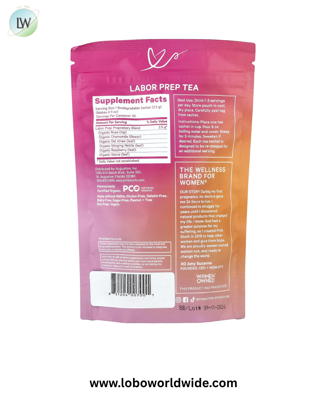 Pink Stork, Labor Prep Tea, Sweet Floral, 15 Sachets, 1.3 oz (37.5 g)