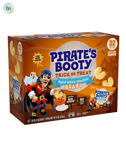 Pirate's Booty Halloween Snack Puffs, Aged White Cheddar Cheese, 0.25 oz, 32 ct.