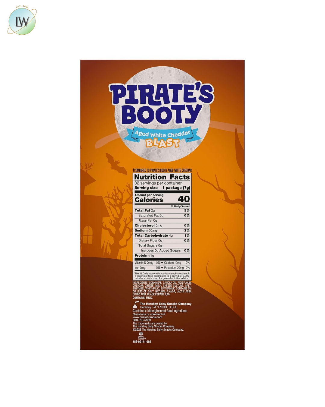 Pirate's Booty Halloween Snack Puffs, Aged White Cheddar Cheese, 0.25 oz, 32 ct.