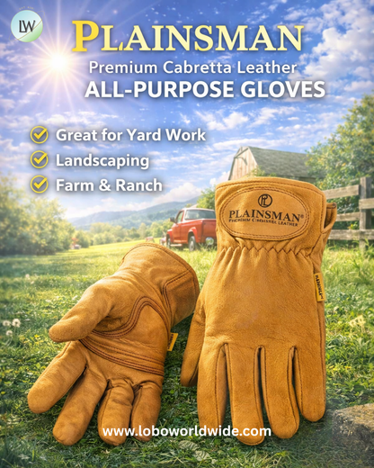 Plainsman Premium Cabretta Brown Leather Gloves 2 Pairs