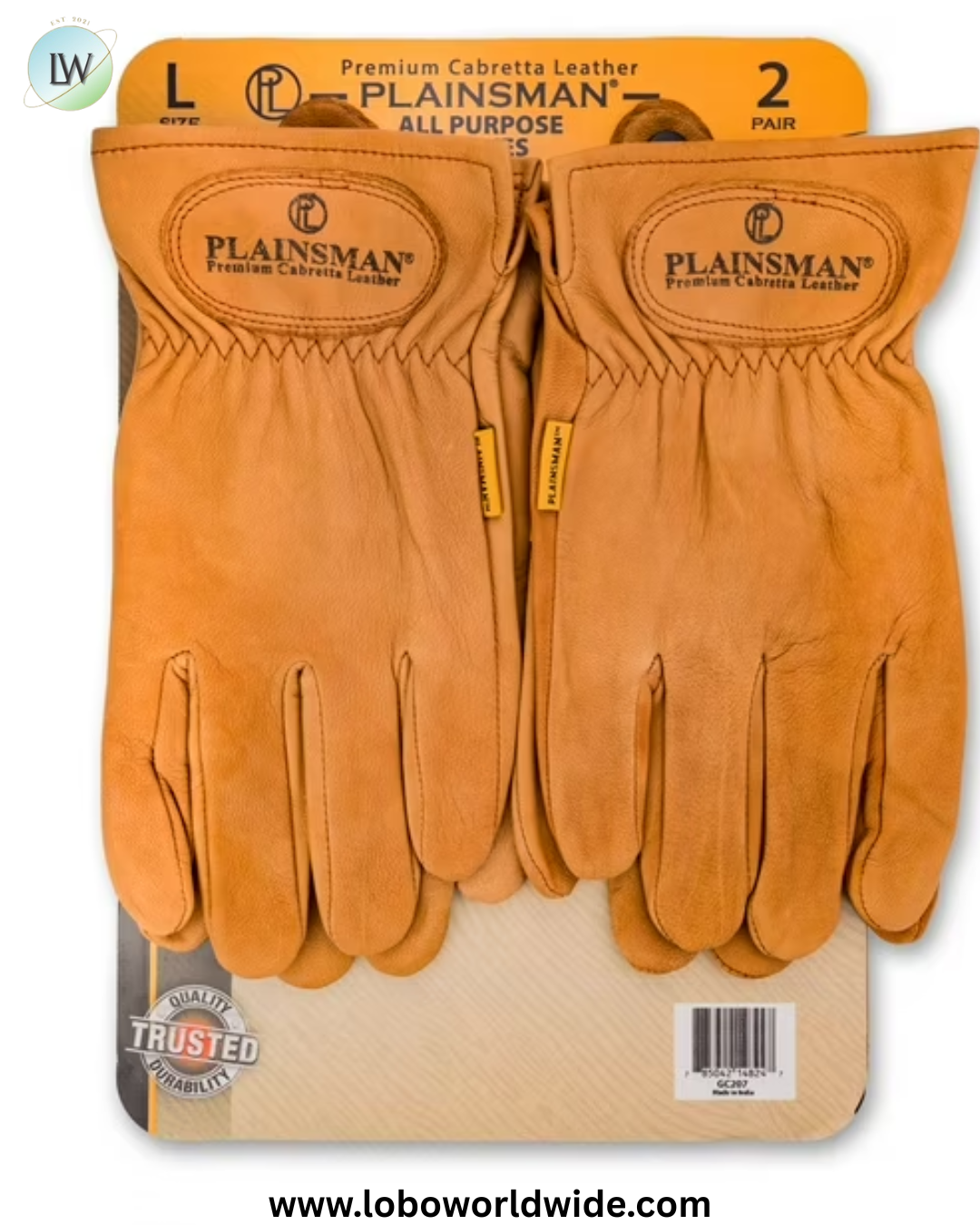 Plainsman Premium Cabretta Brown Leather Gloves 2 Pairs
