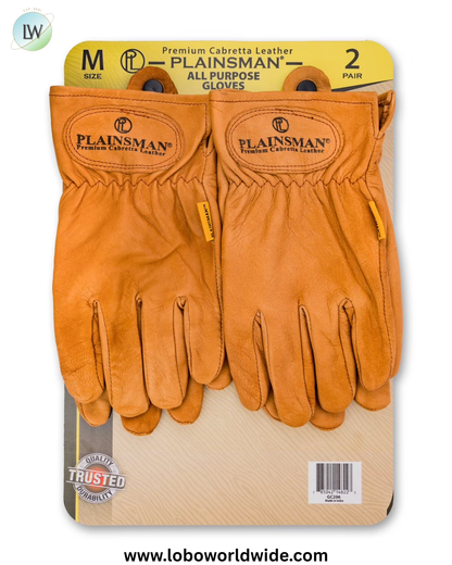 Plainsman Premium Cabretta Brown Leather Gloves 2 Pairs
