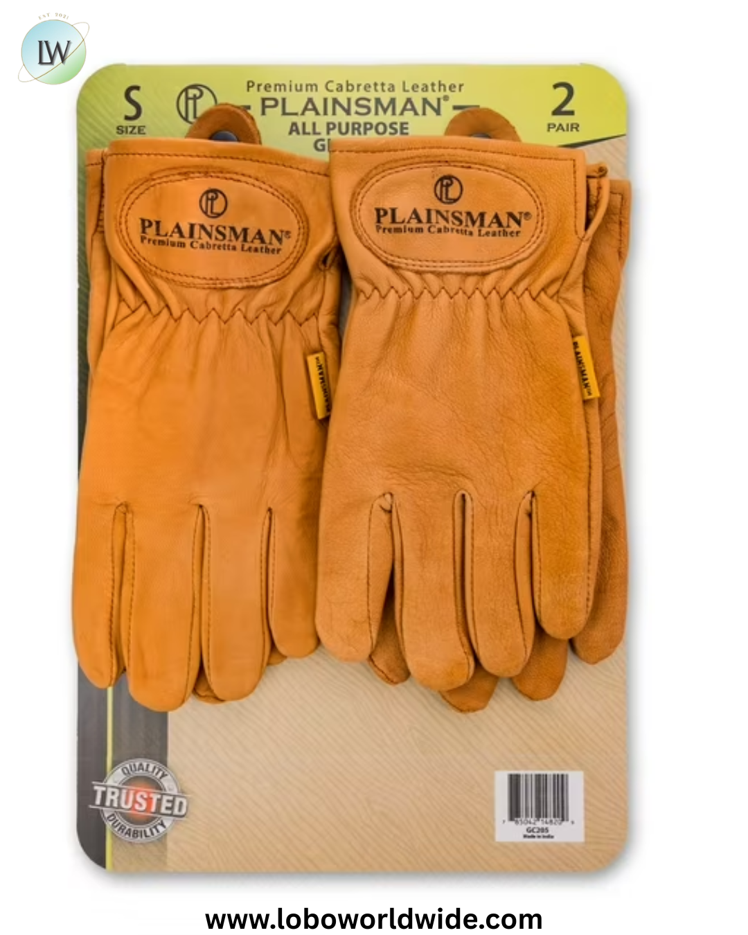 Plainsman Premium Cabretta Brown Leather Gloves 2 Pairs
