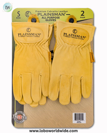 Plainsman Premium Cabretta Tan Leather Gloves, 2 Pairs
