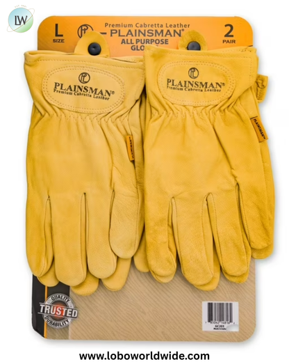 Plainsman Premium Cabretta Tan Leather Gloves, 2 Pairs