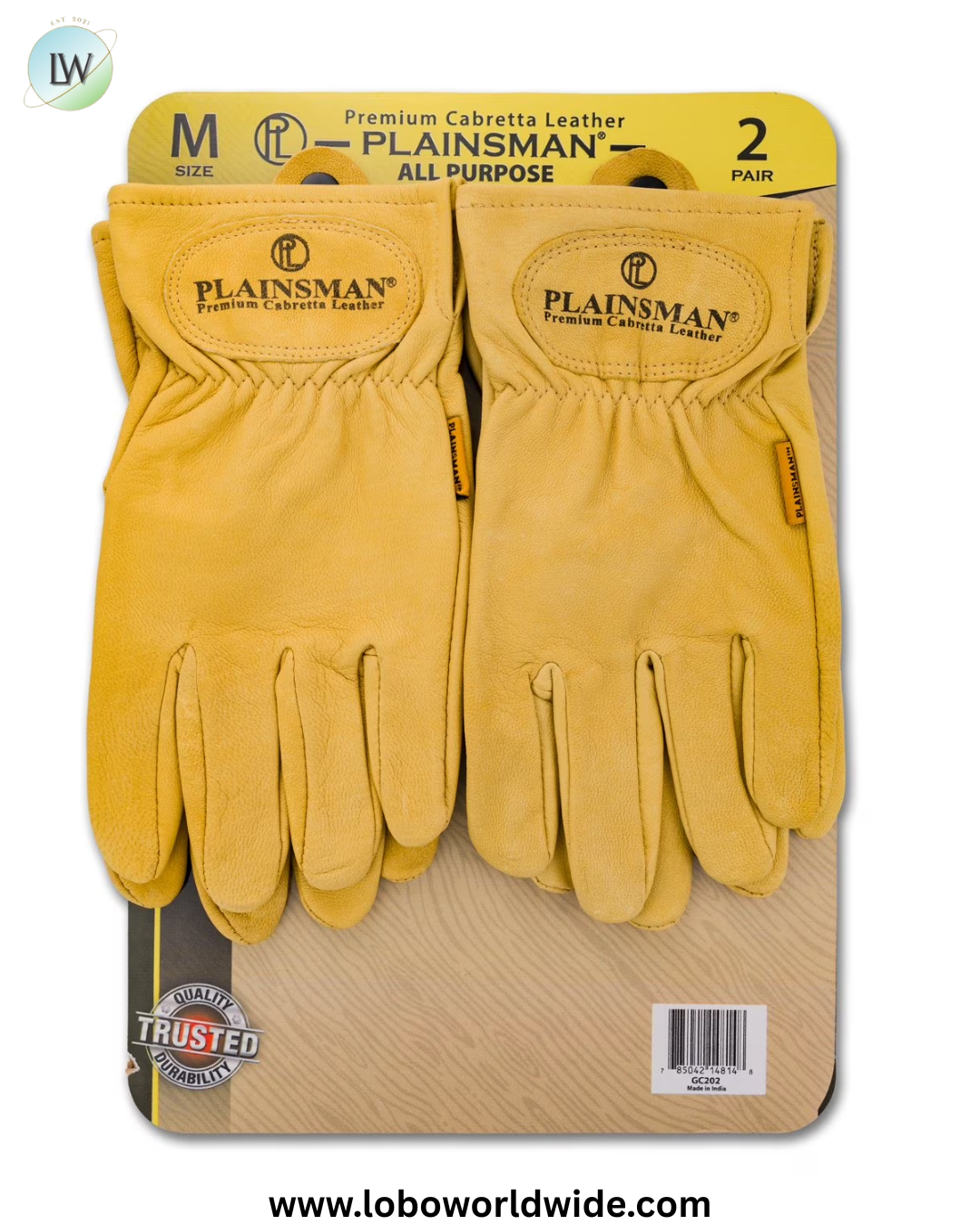Plainsman Premium Cabretta Tan Leather Gloves, 2 Pairs