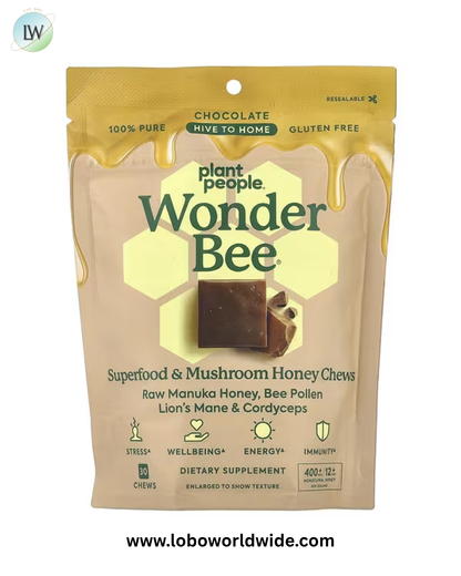 Plant People, WonderBee®, Superfood & Mushroom Honey Chews, Chocolate, 30 Chews