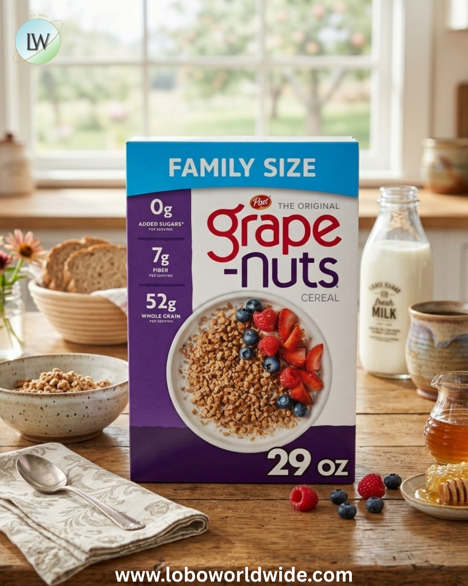 Post Grape Nuts Original Breakfast Cereal, Crunchy Breakfast Cereal 29 oz Box