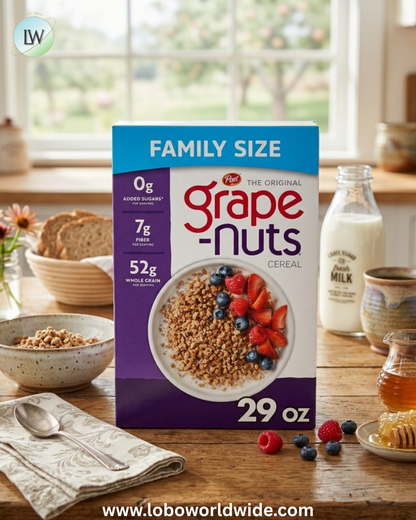Post Grape Nuts Original Breakfast Cereal, Crunchy Breakfast Cereal 29 oz Box