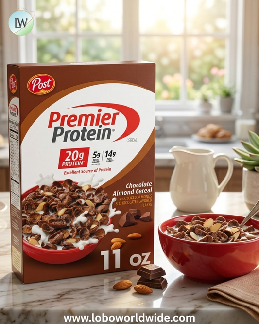 Post Premier Protein Chocolate Almond Cereal, Chocolatey Protein Cereal, Crunchy 11 oz Box