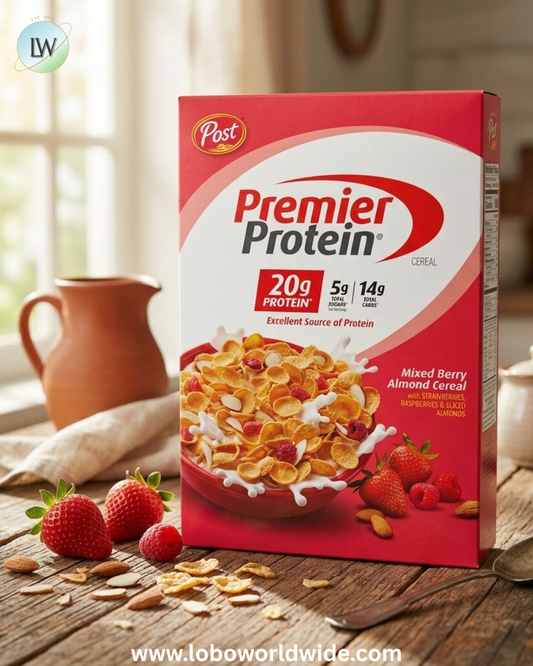 Post Premier Protein Mixed Berry Almond Cereal, Mixed Berry Protein Cereal, Crunchy 11 oz Box