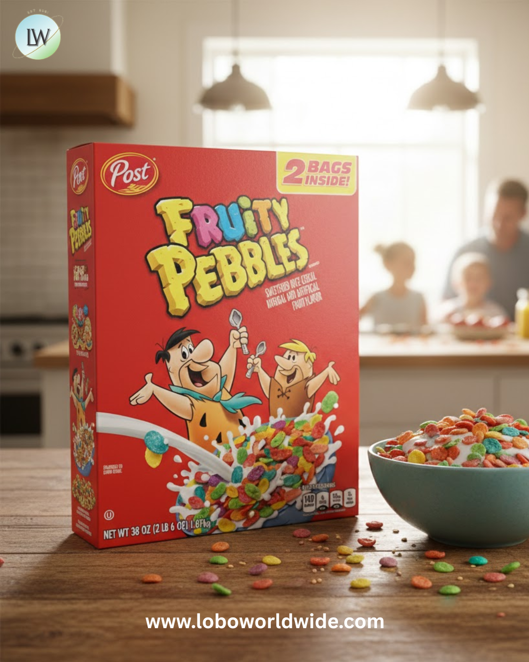 Post Fruity Pebbles Crispy Rice Cereal, 2 pk./19 oz.
