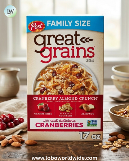 Post Great Grains Breakfast Cereal, Non GMO, Heart Healthy, Low Fat, Whole Grain