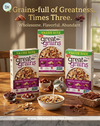 Great Grains Raisins, Dates & Pecans Breakfast Cereal for Adults, Crunchy Clusters with Dried Fruit and Nuts, Non-GMO, Heart Healthy.