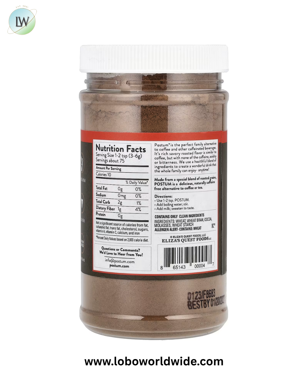 Postum, Instant Warm Beverage, Caffeine Free, 8 oz (227 g)
