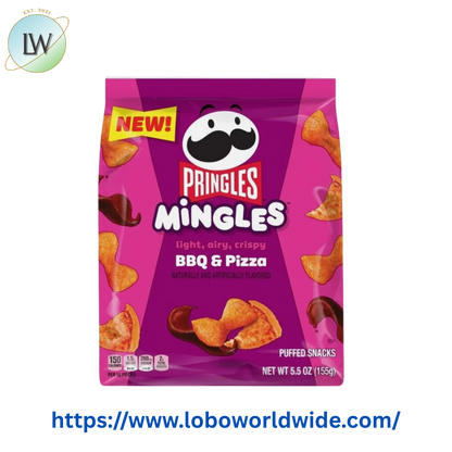Pringles Mingles BBQ and Pizza Puffed Snacks, Salty Snacks, 5.5 oz