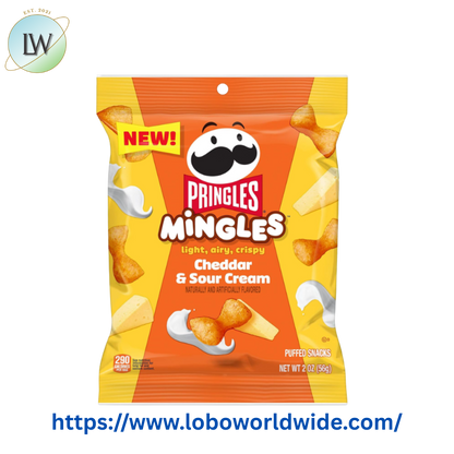Pringles Mingles Cheddar and Sour Cream Puffed Snacks, Cheese Puffs, 5.5 oz