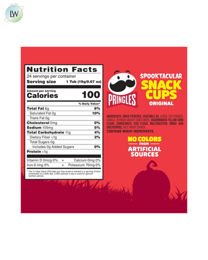 Pringles Potato Crisps, Original, 0.67 oz, 24 ct.