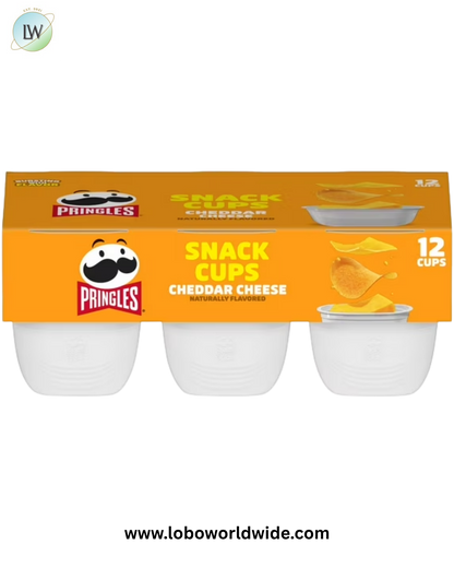 Pringles Cheddar Cheese Potato Crisps Chips, Lunch Snacks, 12 Count