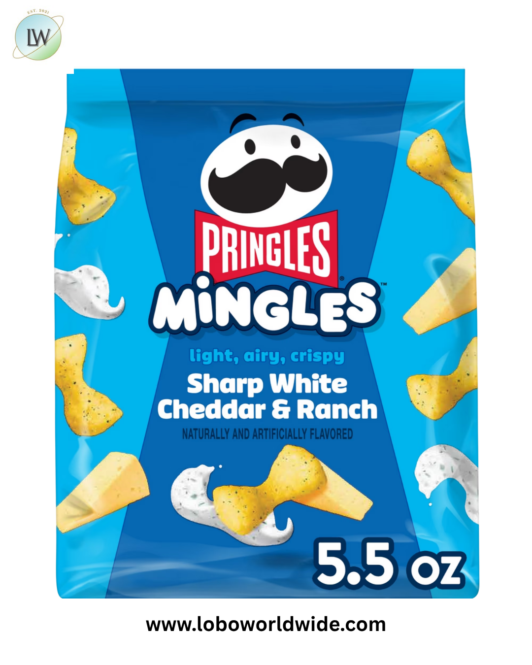 Pringles Mingles Sharp White Cheddar and Ranch Puffed Snacks, Cheese Puffs, 5.5 oz
