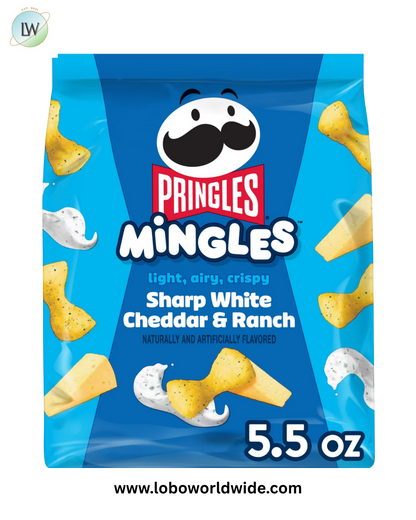 Pringles Mingles Sharp White Cheddar and Ranch Puffed Snacks, Cheese Puffs, 5.5 oz