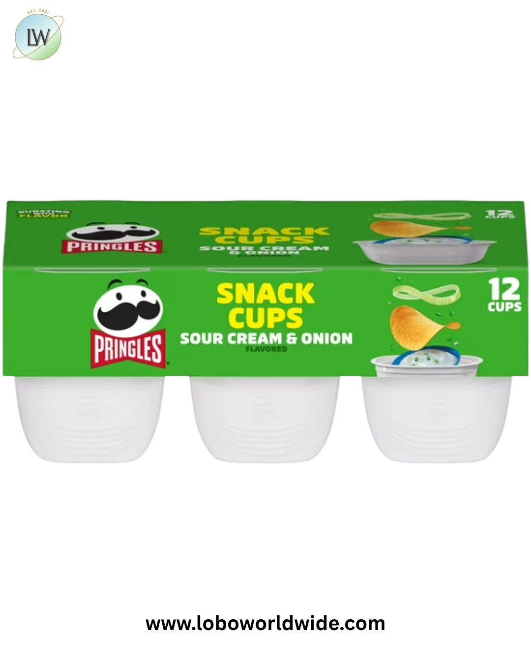 Pringles Sour Cream and Onion Potato Crisps Chips, Lunch Snacks, 12 Count